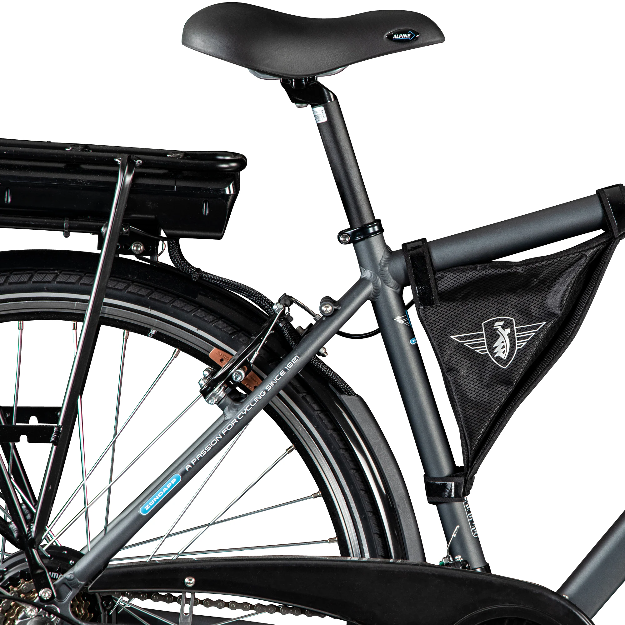 Zündapp Fahrradtasche für den Fahrrad Rahmen Tasche Oberrohrtasche Rahmentasche mit Klett und Reißverschluss