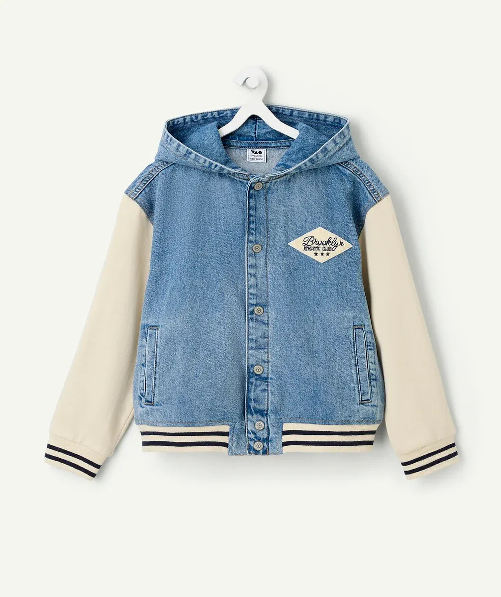 TAPE A L'OEIL<br>Jaqueta Teddy com capuz em jeans e fleece