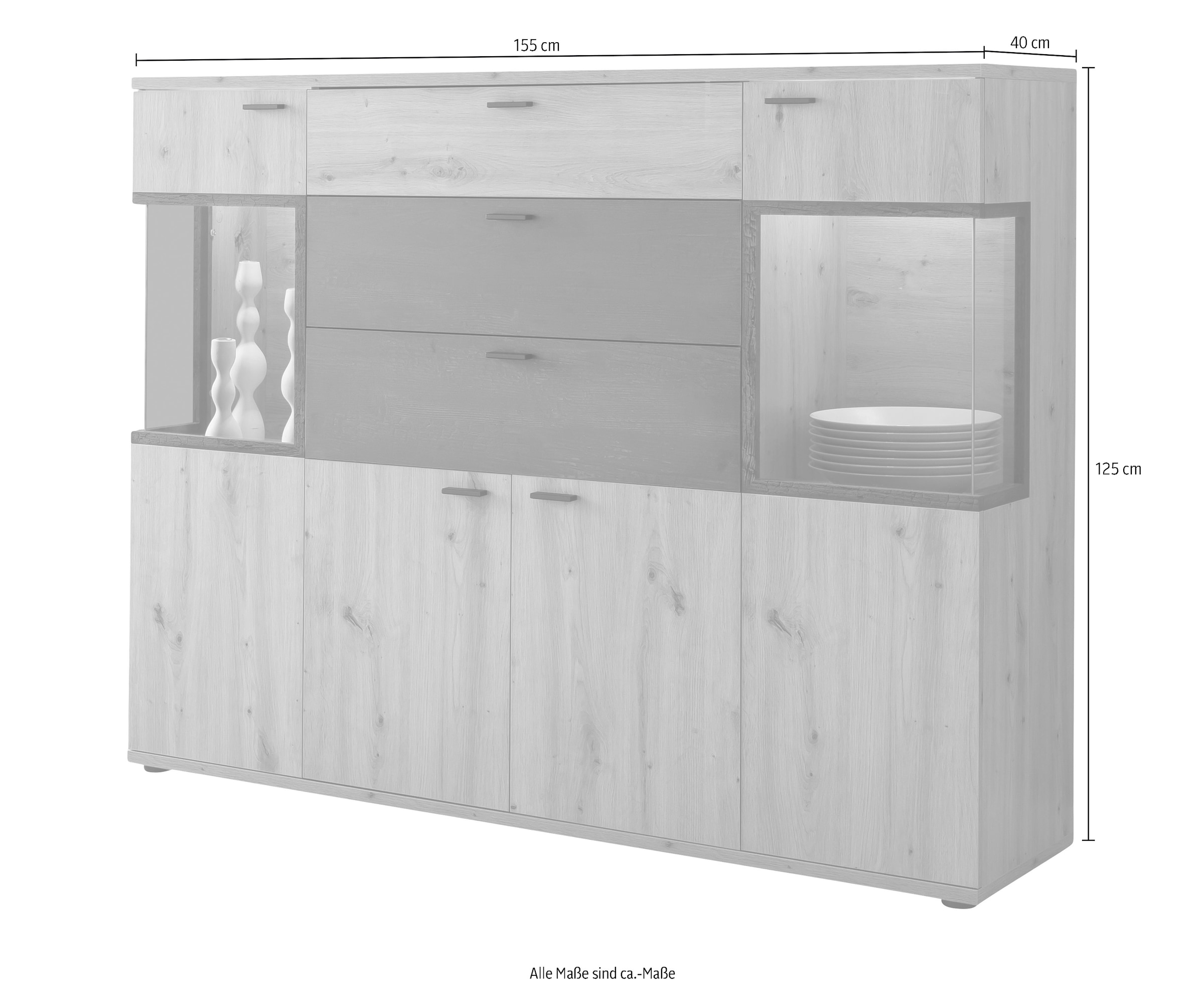 HELA Highboard »Atlanta« Höhe 125 cm