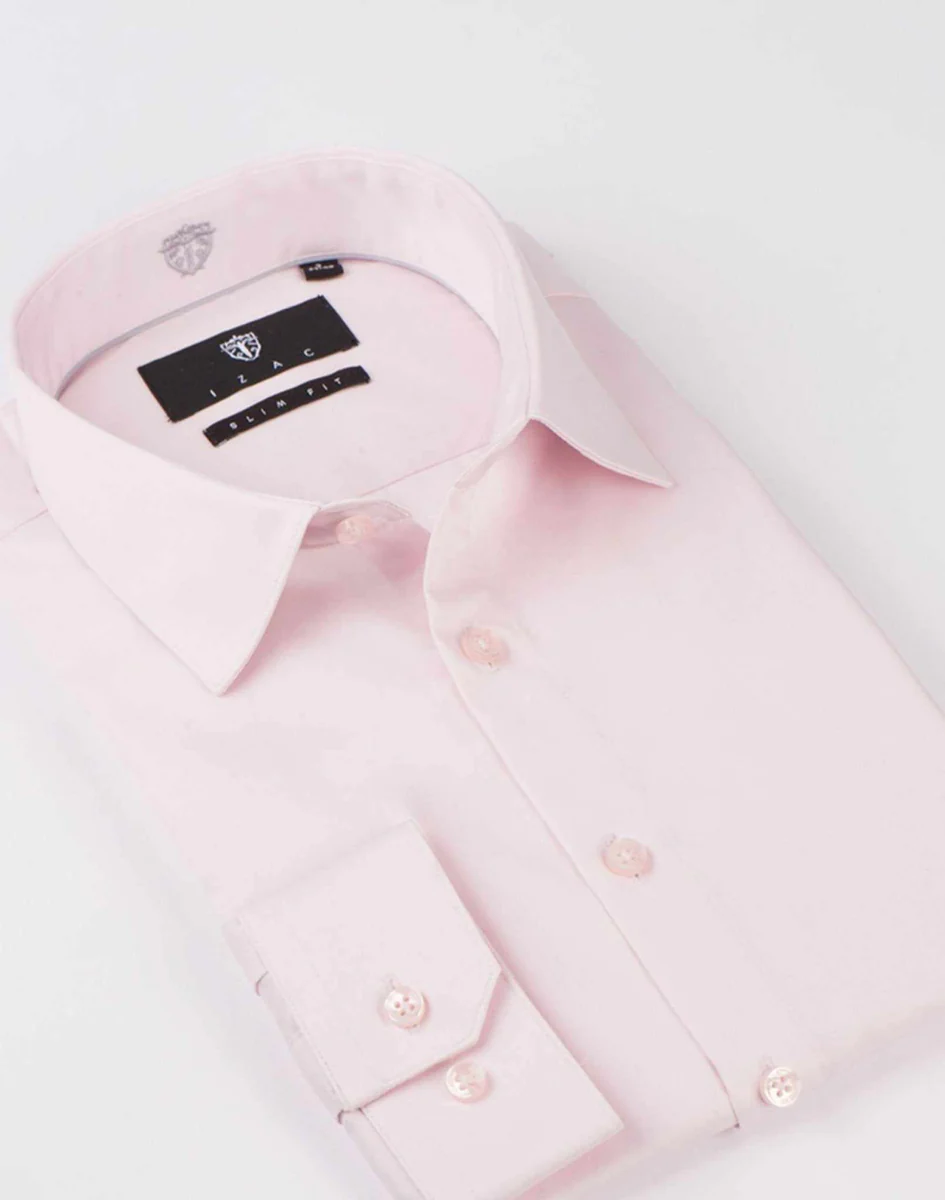 Chemise slim coton rose 