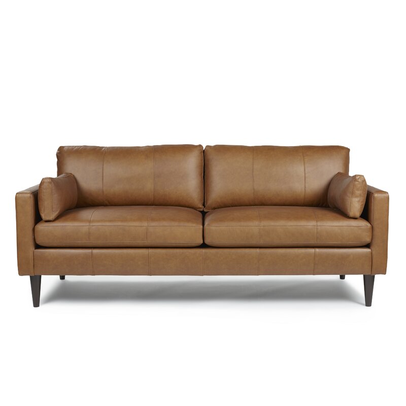 Gaia 81&rdquo; Genuine Leather Square Arm Sofa