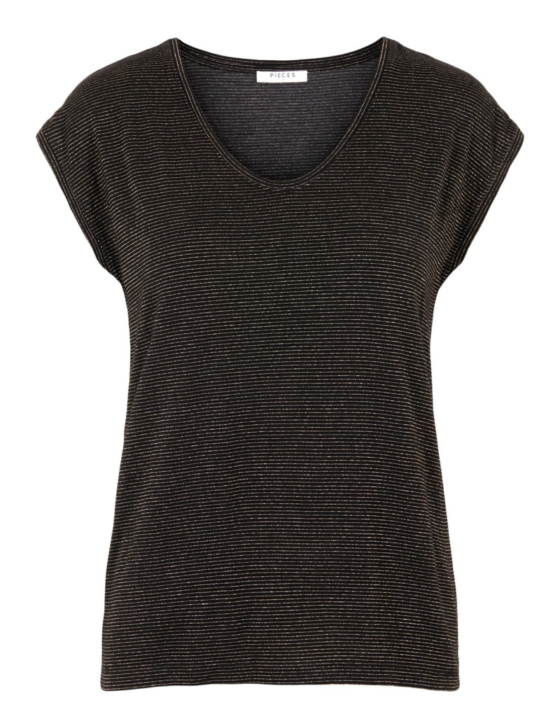 PIECES T-SHIRT À PAILETTES NOIR