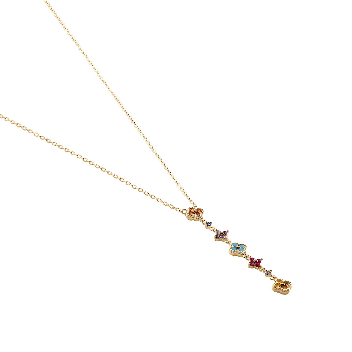 Collier Agatha Y argent doré rangée fleurs oxydesligne Beloved