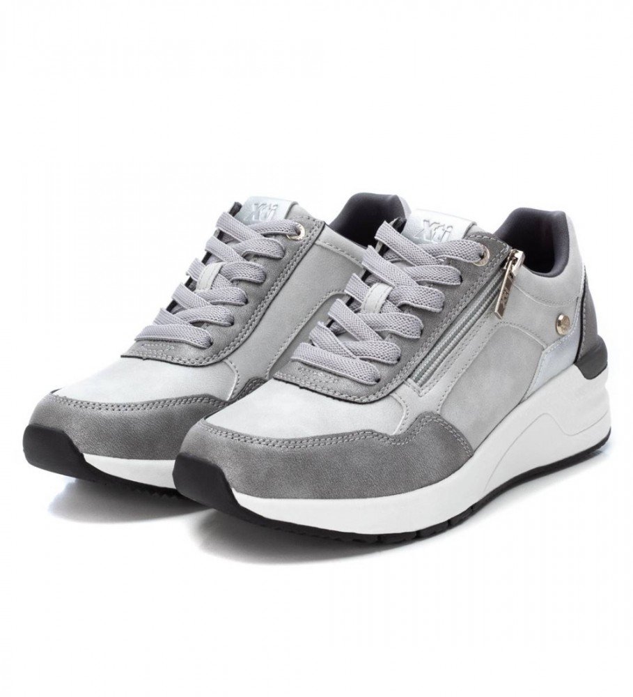 Tênis Xti 141923 cinza - Salto plataforma de 5 cm -