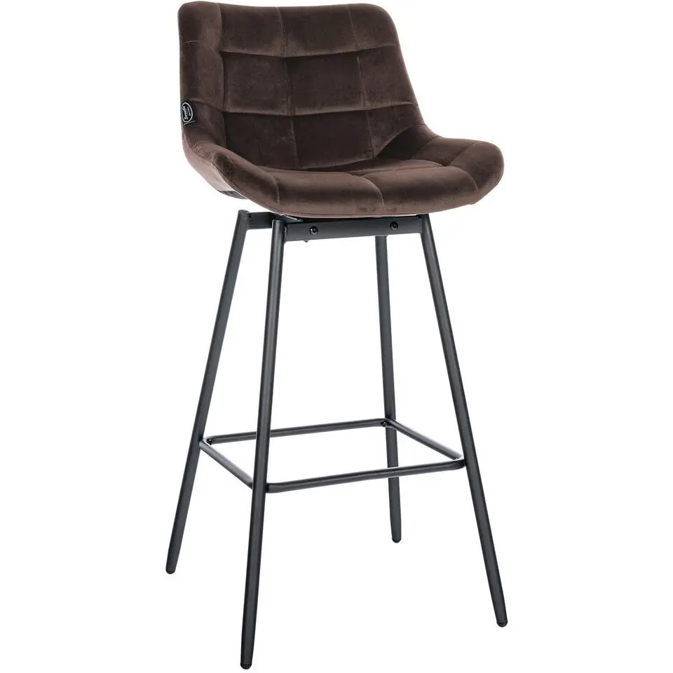 CLP Barkruk Weston zwart Frame - Fluweel - bruin