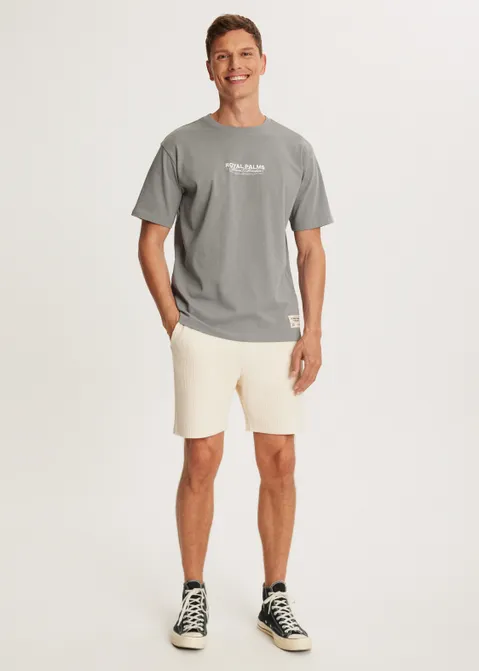 T-shirt met print waves freedom grijs (GRS)