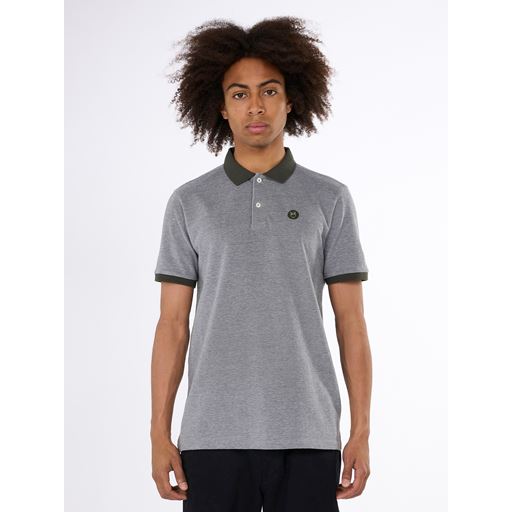 Knowledge Cotton Apparel Badge Polo T-shirt, Forrest Night, S