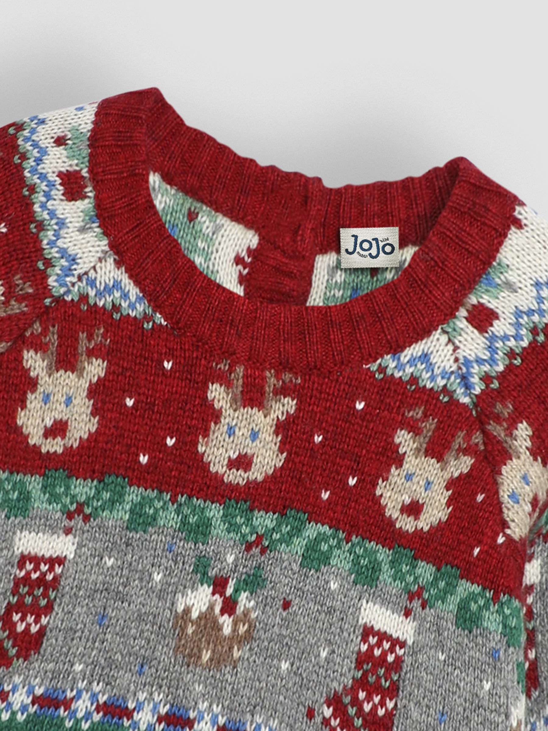 Jojo Maman Bébé Gebreide kerstmis feestelijke vriendjes fair isle-patroon trui