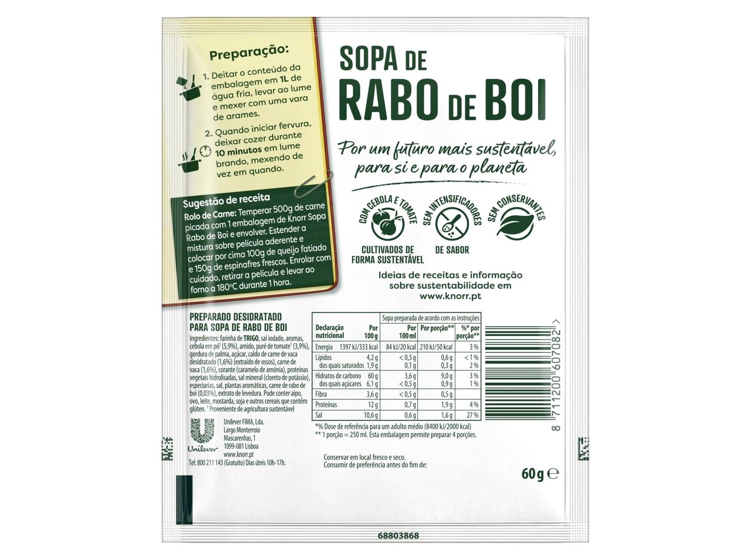 SOPA KNORR ECONÓMICA RABO DE BOI 60G