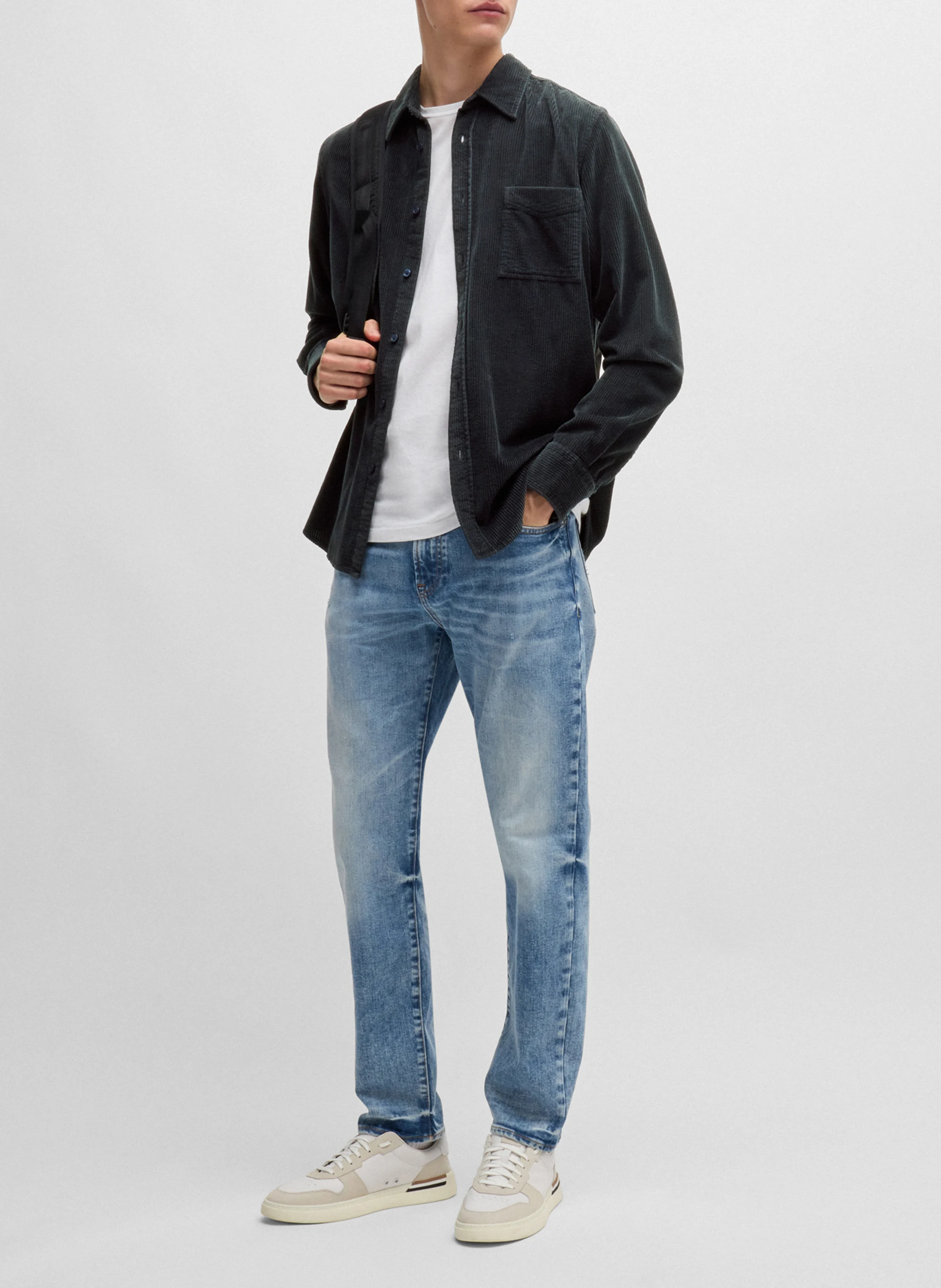 Chemise col classique en coton | Bleu