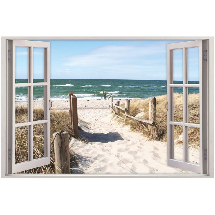 Nikima Wandtattoo 156 Fenster - Weg zum Ostseestrand in 5 vers. Größen bunt