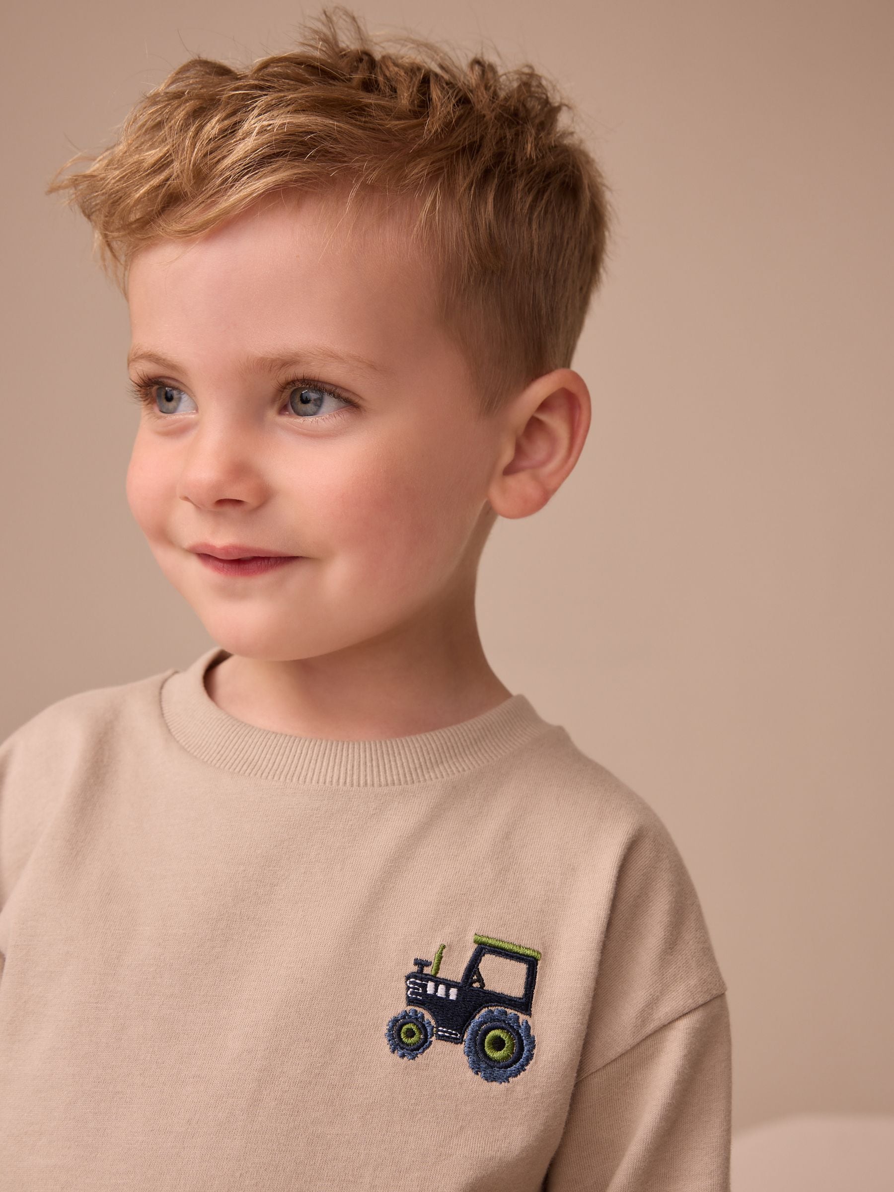 Blauw/groen met boerderij - Set met T-shirt met lange mouwen en broek (3mnd-7jr)