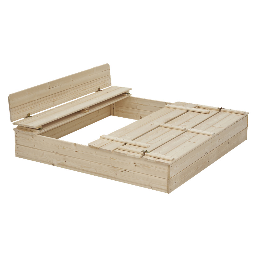 Sandkasse med benk 120x120x20 cm