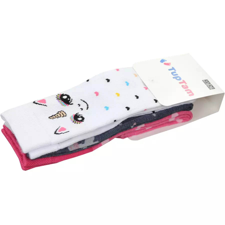 TupTam Mädchen Knielange Socken Gemustert 3er Pack rosaweiß