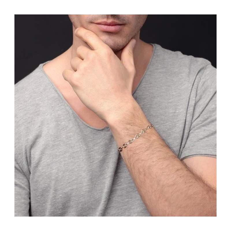 Bracelet Homme ou Femme Or 18 Carats - Maille Grain de Café - Jaune