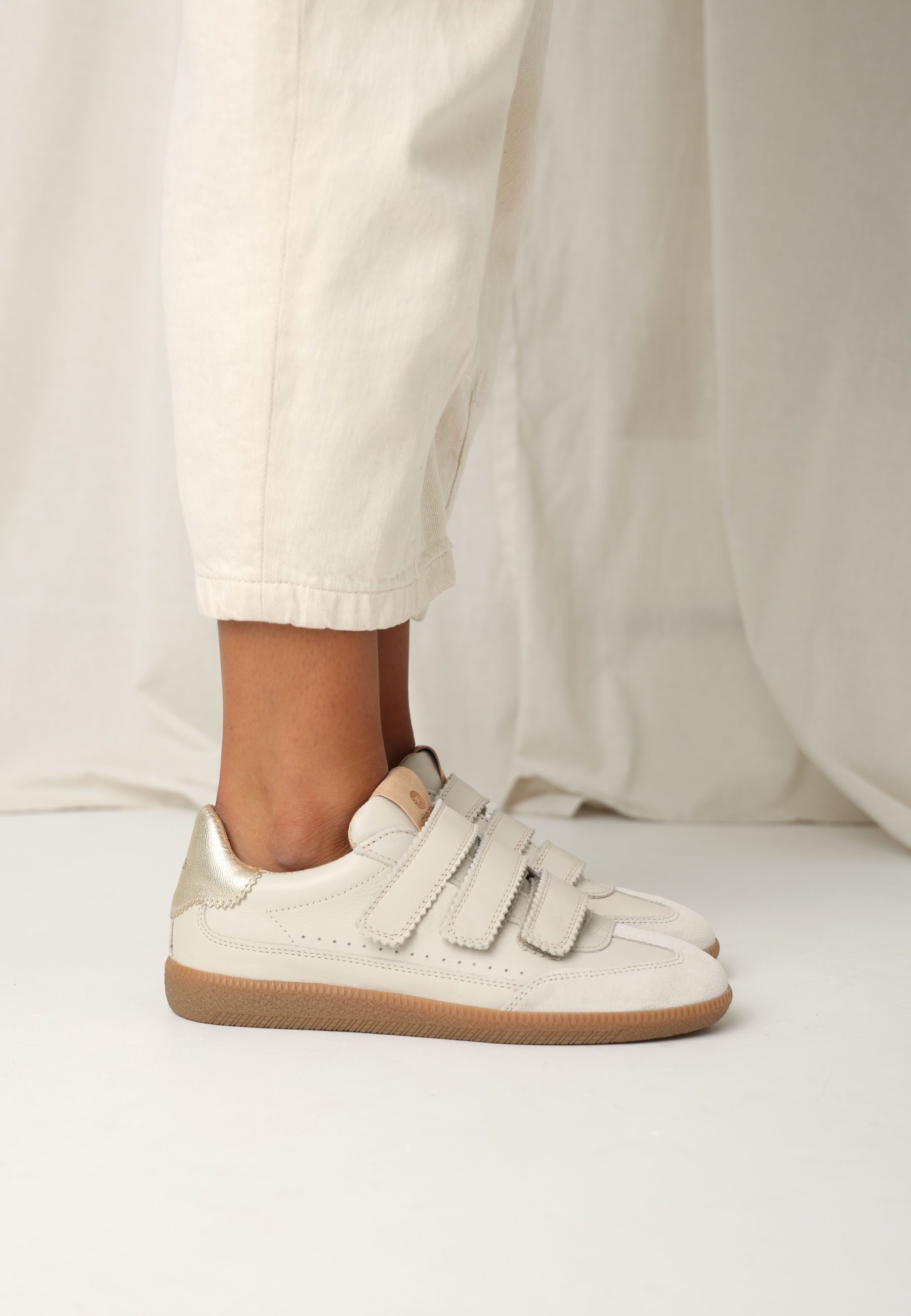 PEARL VALENCIA Sneaker leather metallic Off White