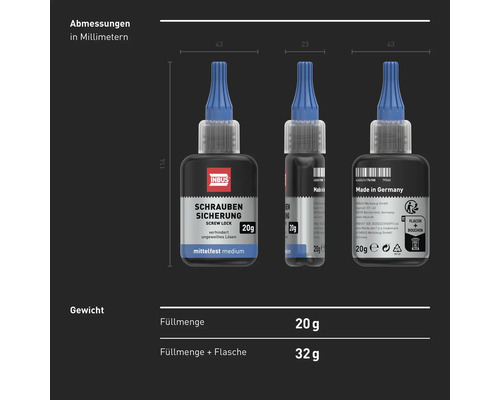 Middelsterke schroefdraadborging voor INBUS®-schroefdraad M6 - M36, vloeibaar, 20 g