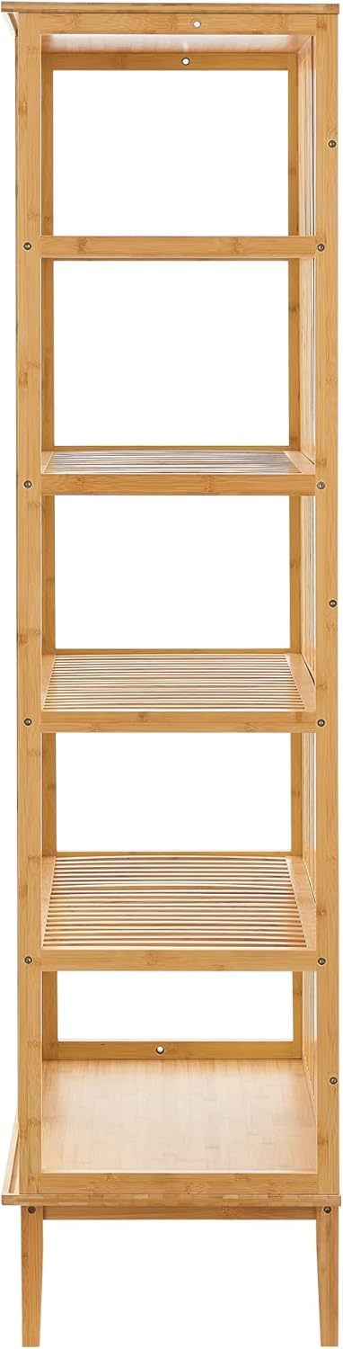 [en.casa] Standregal Trundholm Badregal mit 5 Ablagen freistehend aus Bambus Aufbewahrungsregal 185 x 80 x 45 cm für Wohnzimmer Flur Küche