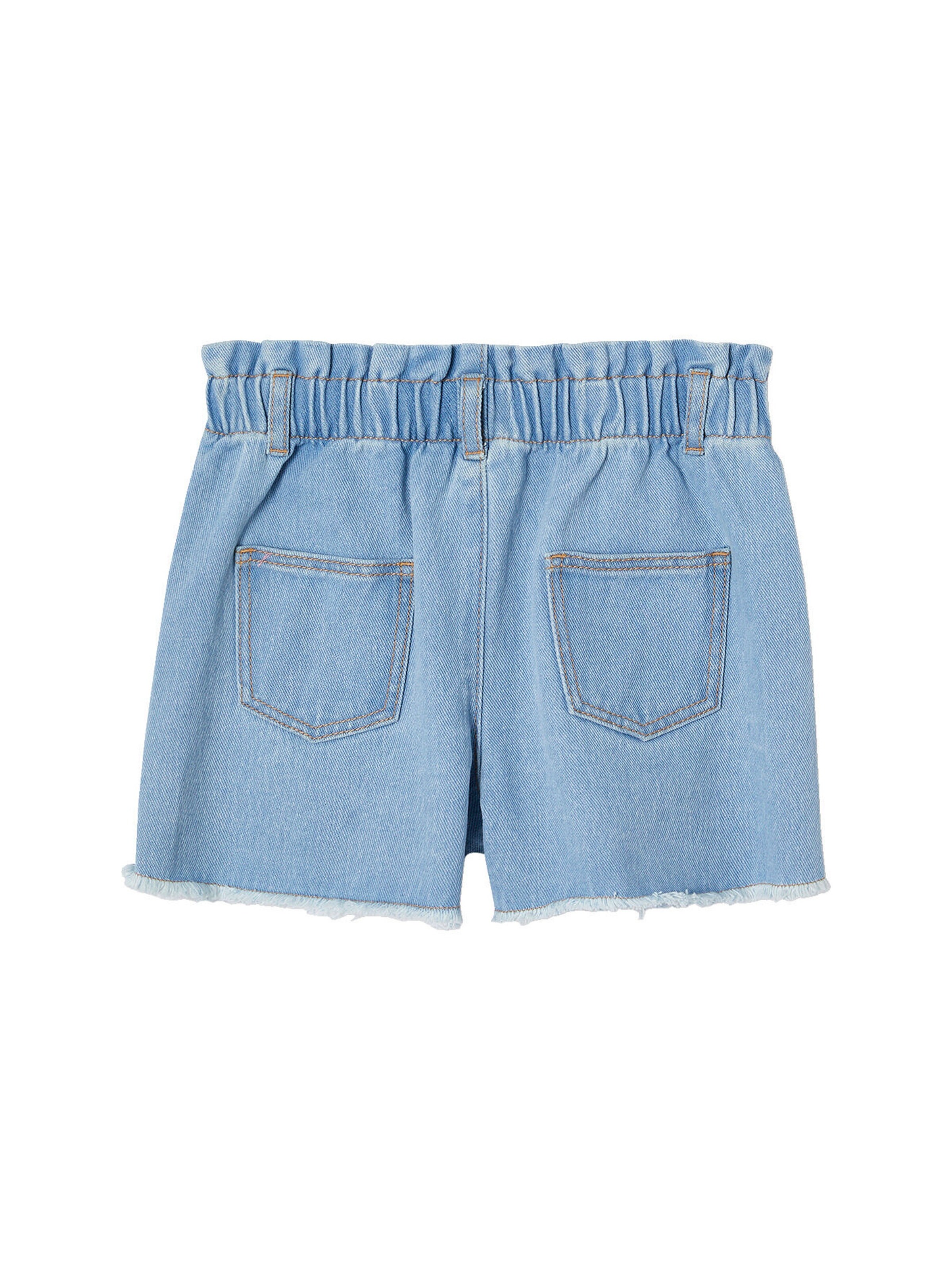Vertbaudet Mädchen Oversized-Jeansshorts mit gestickten Blumen helles blau