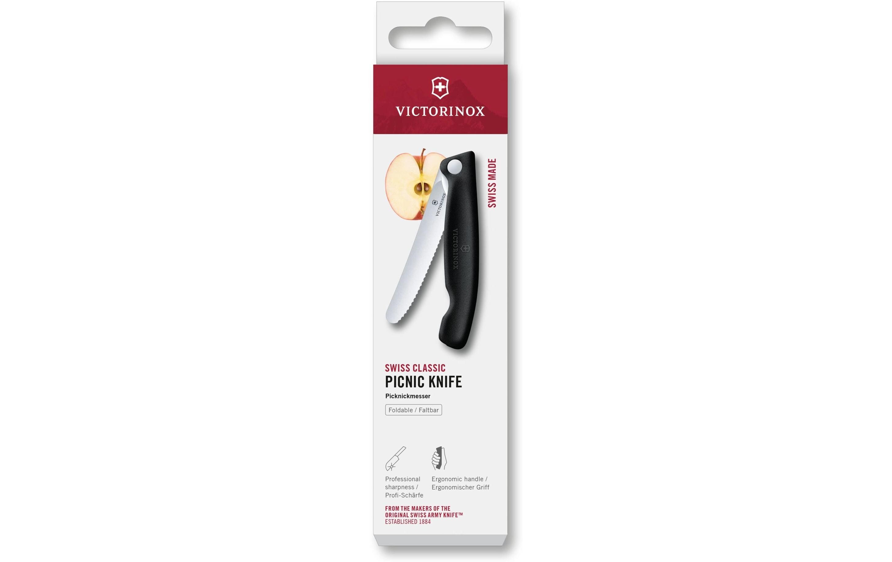 Picknickmesser Swiss Classic, 11 cm, SchwarzLeichtes, faltbares Gemüsemesser
