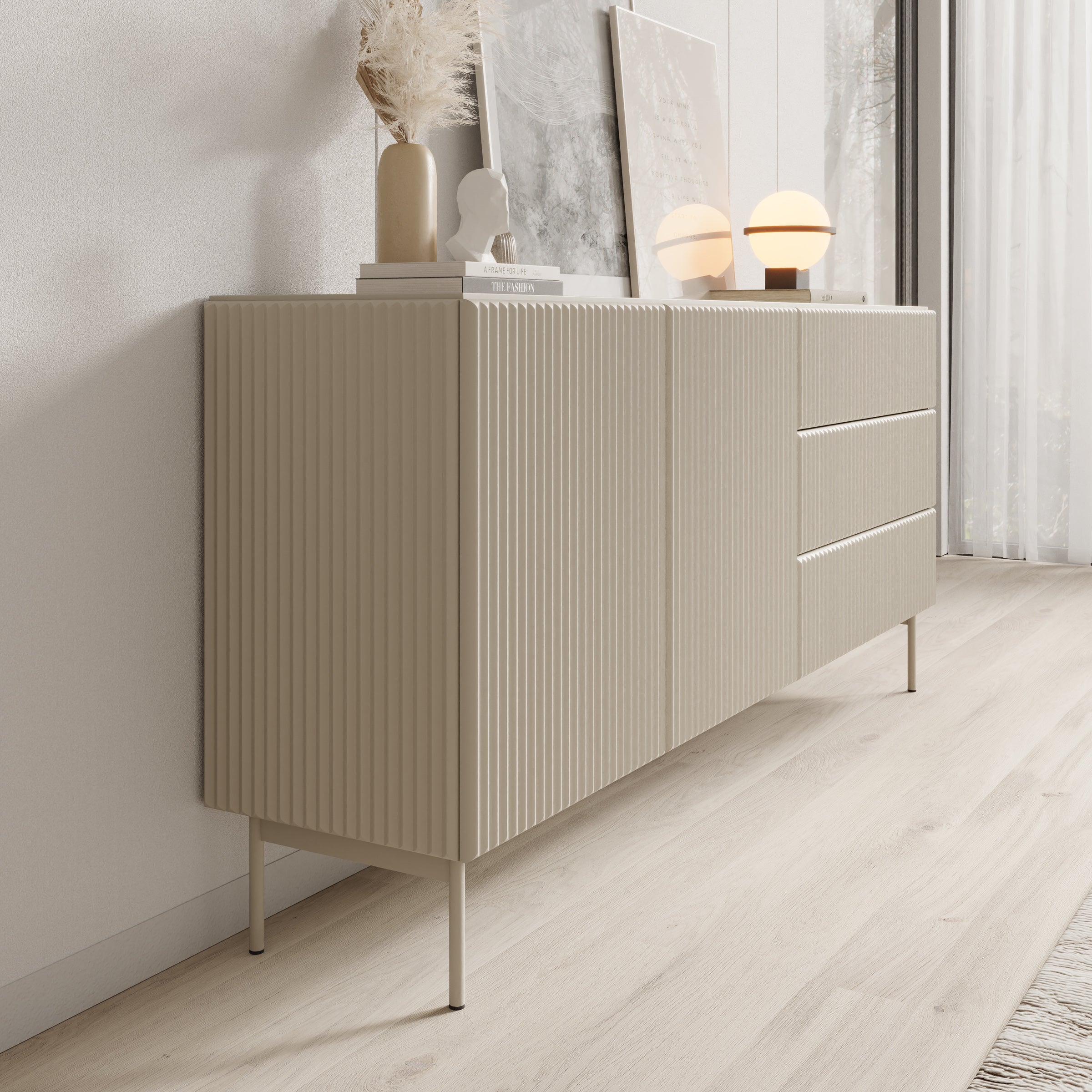Meubella - Marajo - Dressoir - Beige - 177 cm
