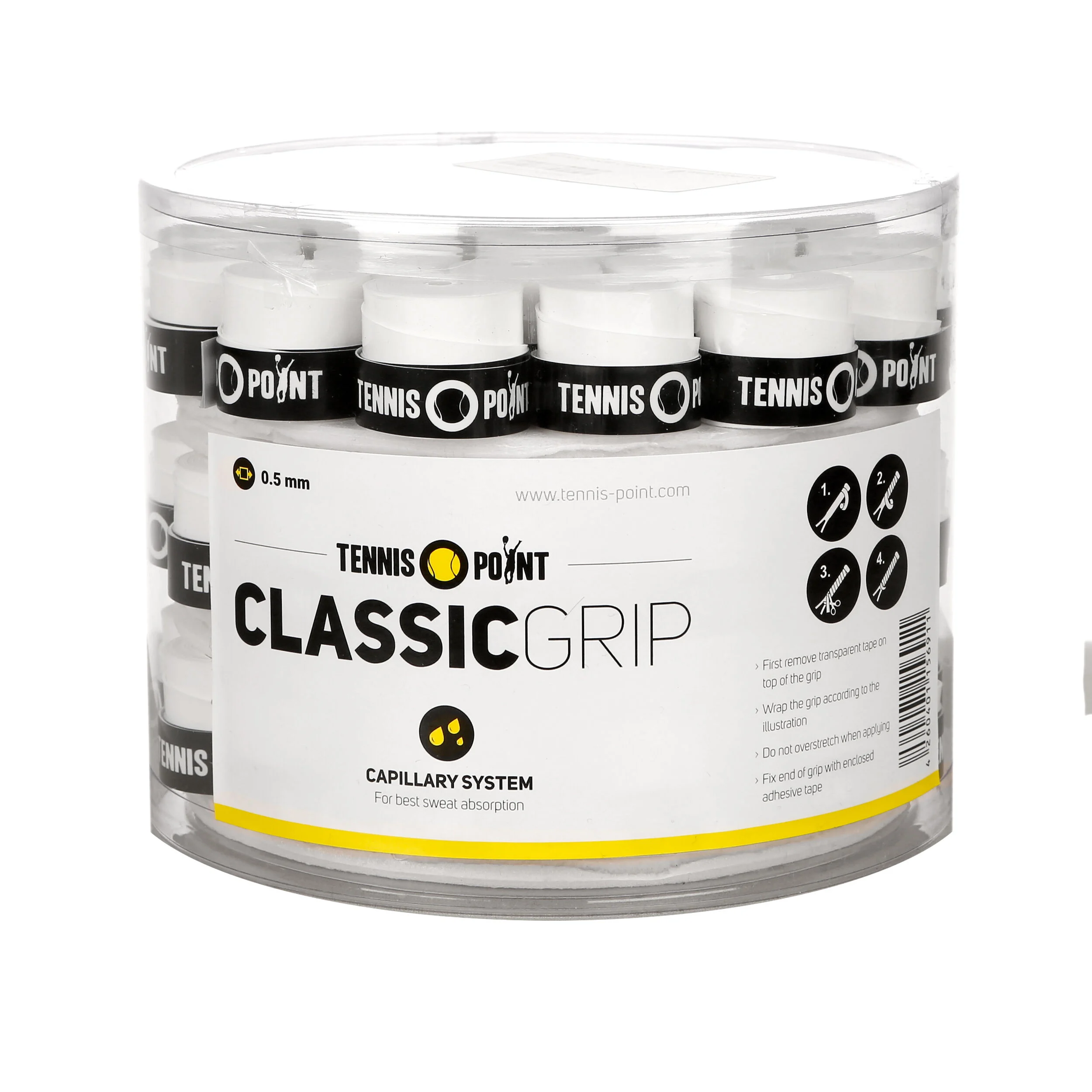 Tennis-Point Classic Grip Pack De 60 - Blanc