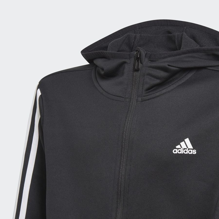 adidas Sweat à Capuche Designed to Move 3-Stripes - Noir/Blanc Enfant