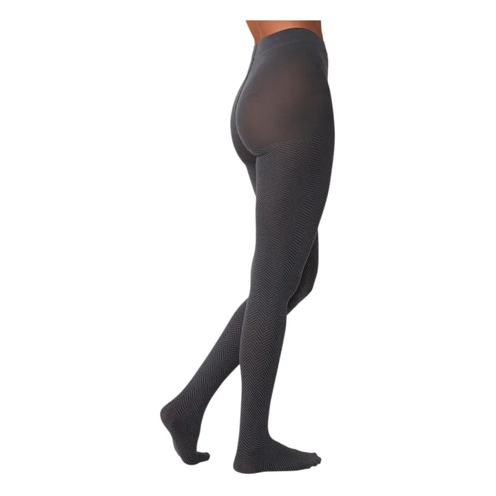 Swedish Stockings Collants Hedda Chevron Coton Bio | Noir
