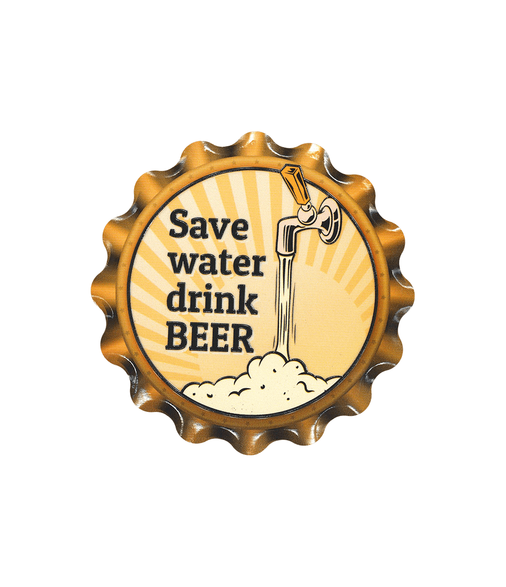 Geel Witte Onderzetters Save Water 11cm