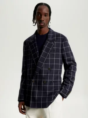 Blazer Slim Fit com Estampa Xadrez Janela