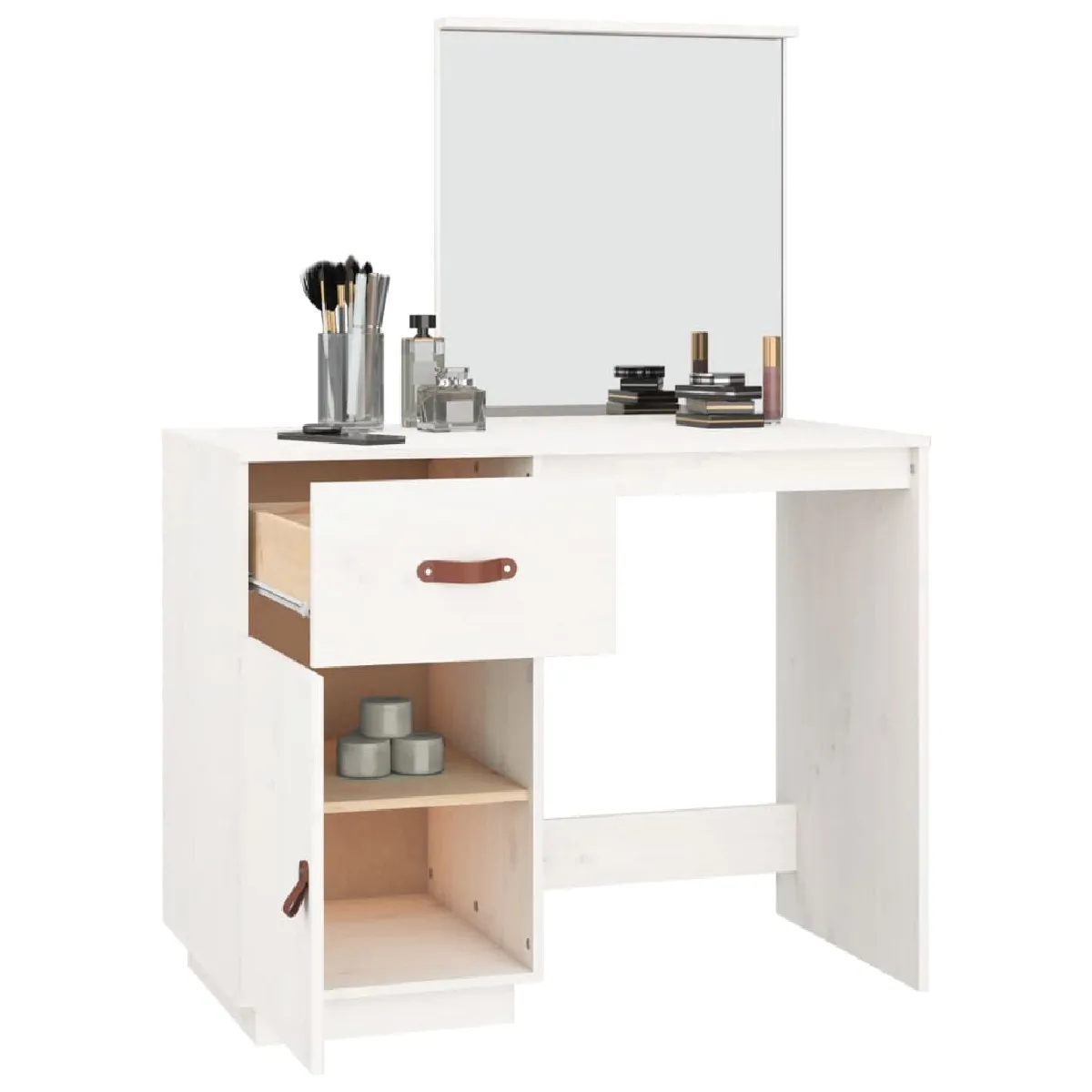 vidaXL Coiffeuse avec miroir - Blanc