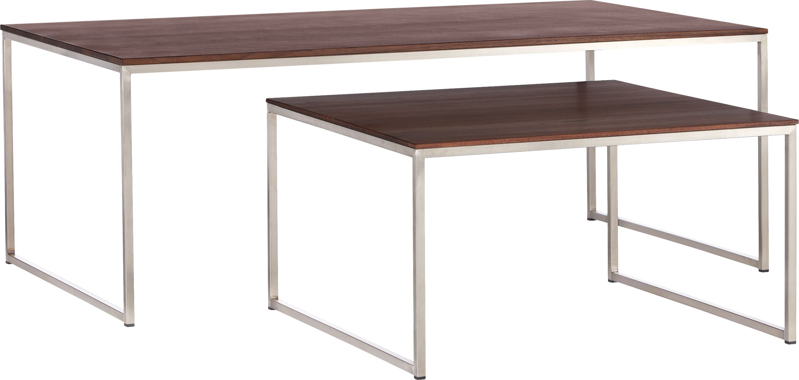 AVEA Salontisch - Nussbaum massiv / Edelstahl / B: 65.0 cm x T: 65.0 cm x H: 36.0 cm