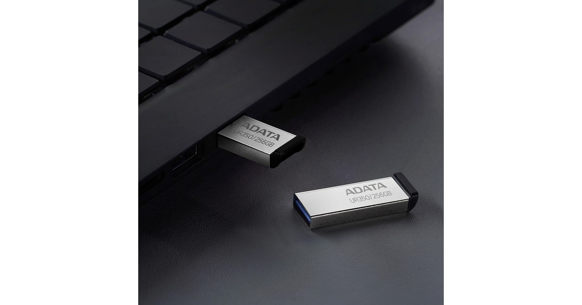 ADATAUR350 256 GB usb-stick  (nikkel/zwart, USB-A 3.2 Gen 1 (5 Gbit/s))
