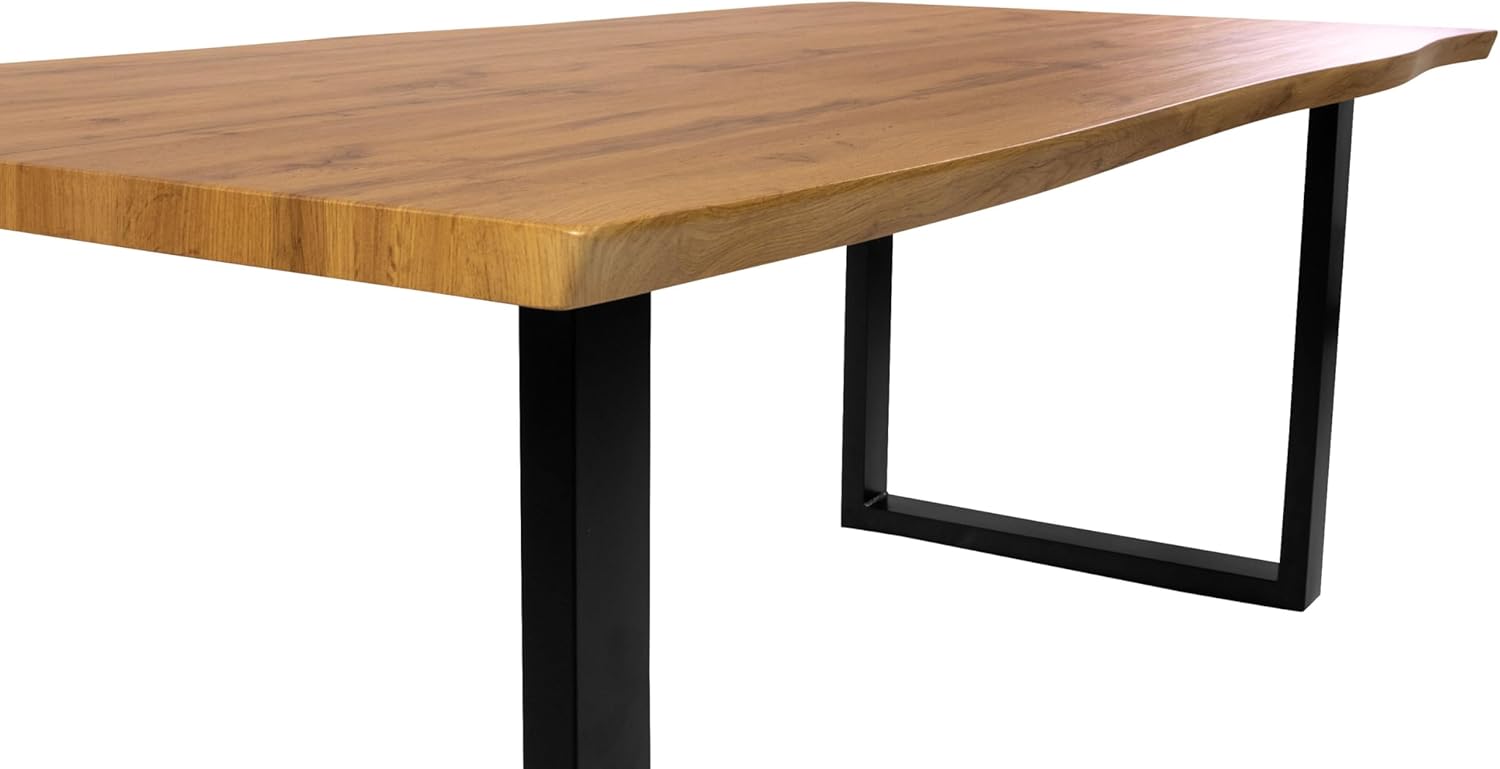 SAM Esstisch Josy | 200 x 100 cm | Holz Wildeiche-Optik | U-Gestell Metall schwarz | 40 mm Tischplatte mit Baumkante | Tisch für Esszimmer & Küche