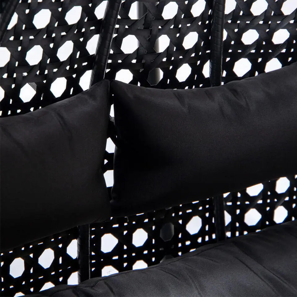HOME DELUXE Polyrotan Hangstoel TWIN Zwart Pure