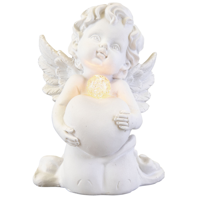 Putte mit LED-Ball - aus Polyresin - 10 x 9 x 13 cm - 1 Stück