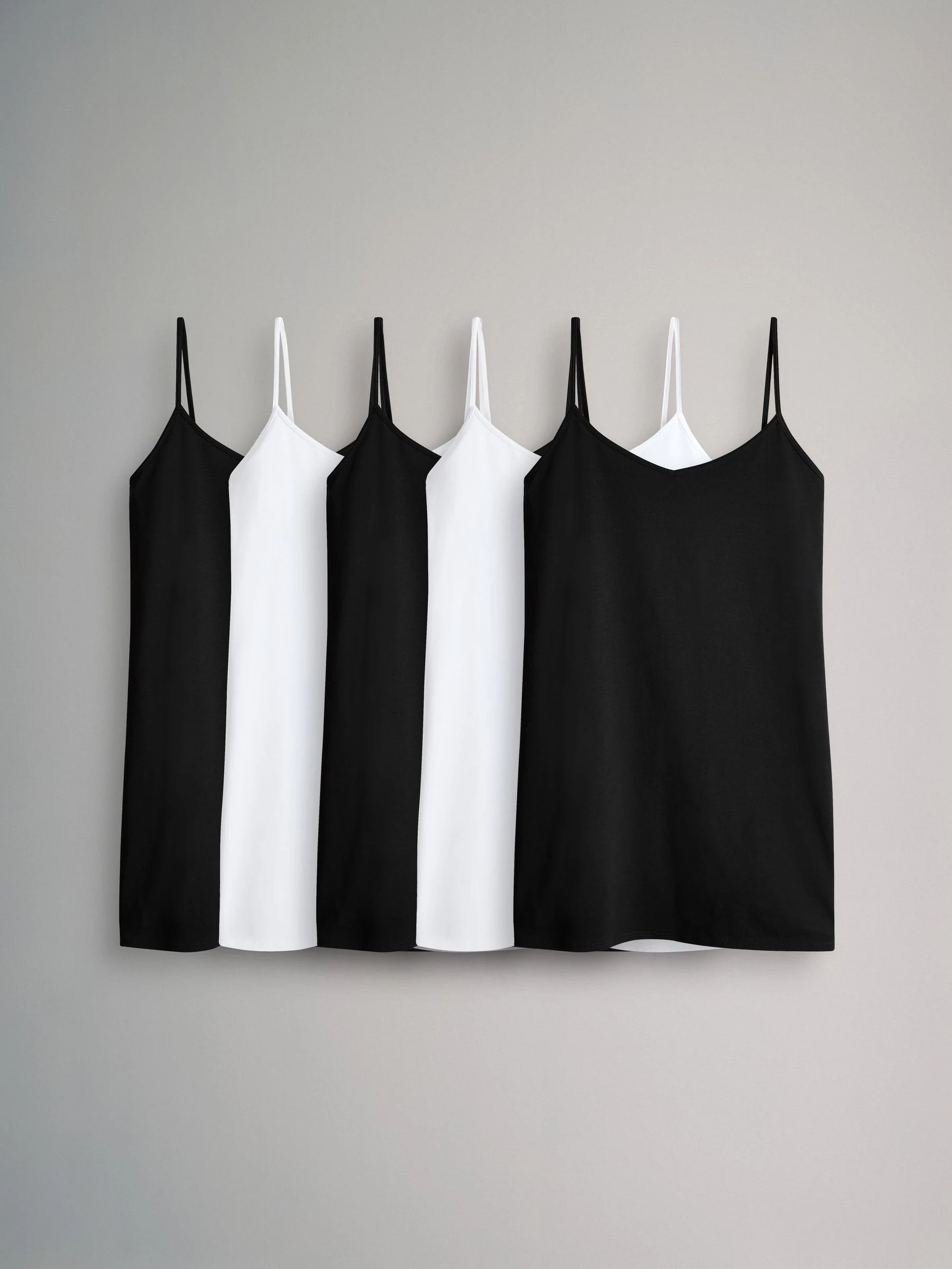 Zwart & wit - The Set 5 Pack Longline Thin Strap Vest Tops