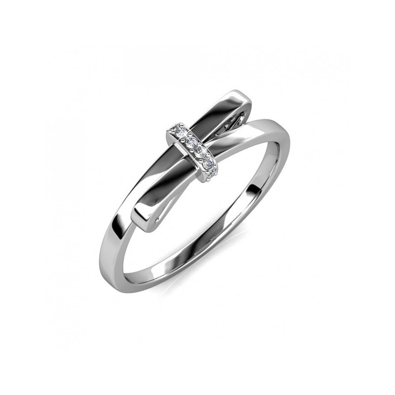 Bague Luminous Bow - Argenté et Cristal