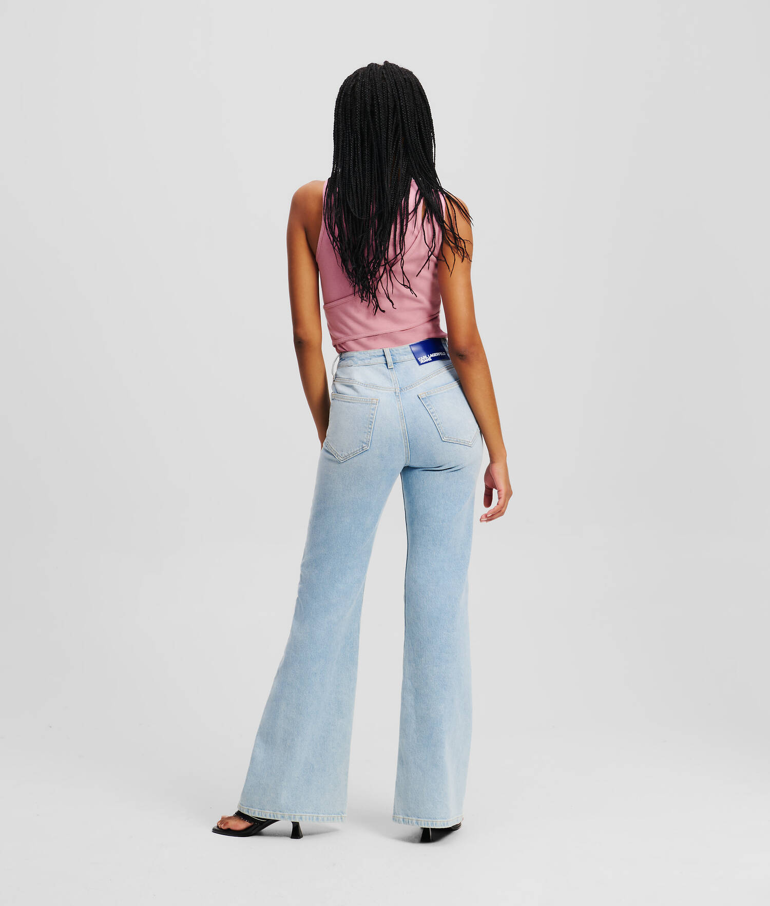 JEAN FLARE EN DENIM TAILLE HAUTE - Bleu clair lavé