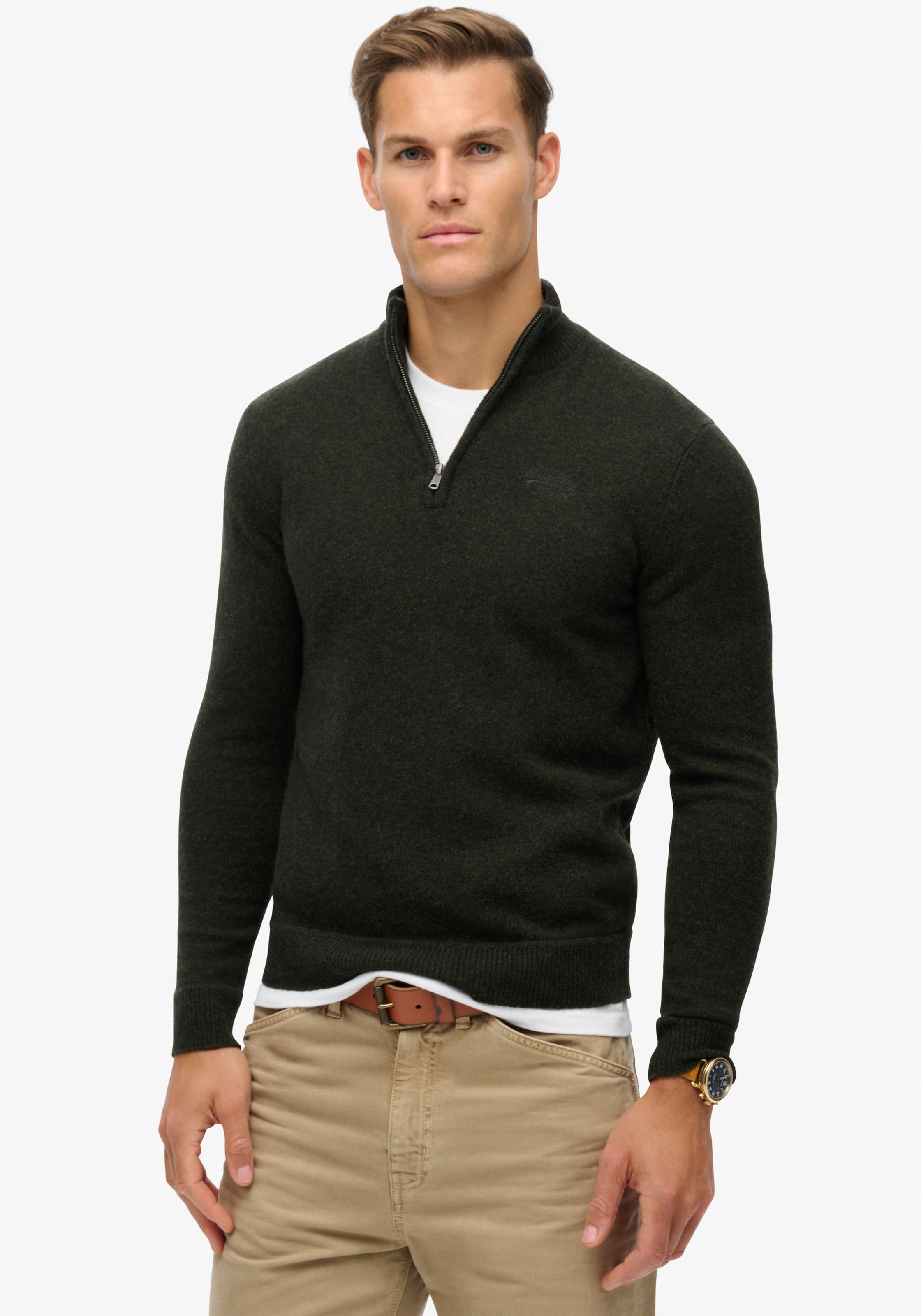 Superdry Strickpullover »ESSENTIAL EMB KNIT HALF ZIP«