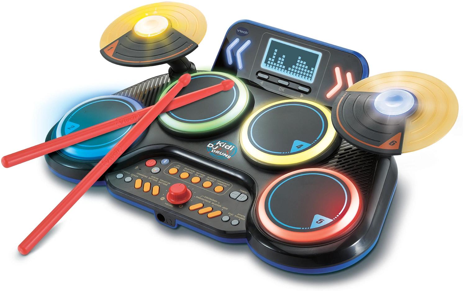 Musikspielzeug Kidi DJ Drums -FR-Elektronisches Schlagzeug mit coolen Leuchteffekten und realistischen Schlagzeuggeräuschen
