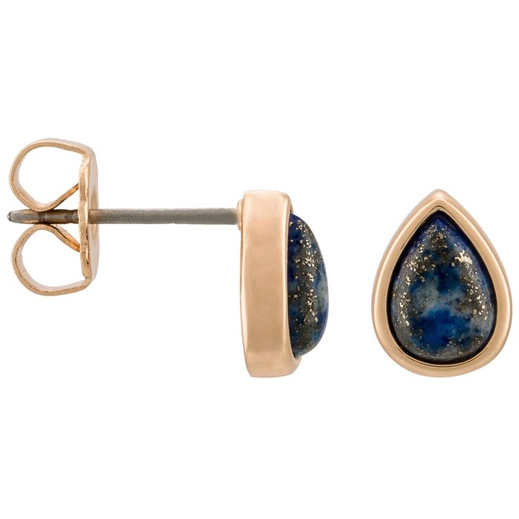 Boucles d'oreilles Lola - Laiton doré & lapis lazuli