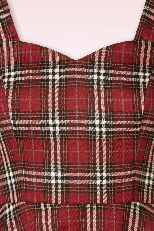 Banned Retro Winter check swingjurk in rood