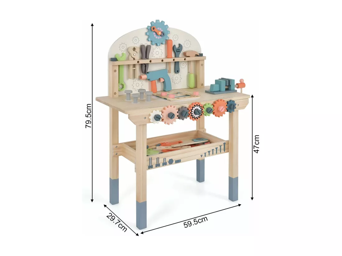 Jeu de Banc à Outils pour Enfants Bacaba À partir de 3 ans Bois Multicolore 79,5x59,5x29,5