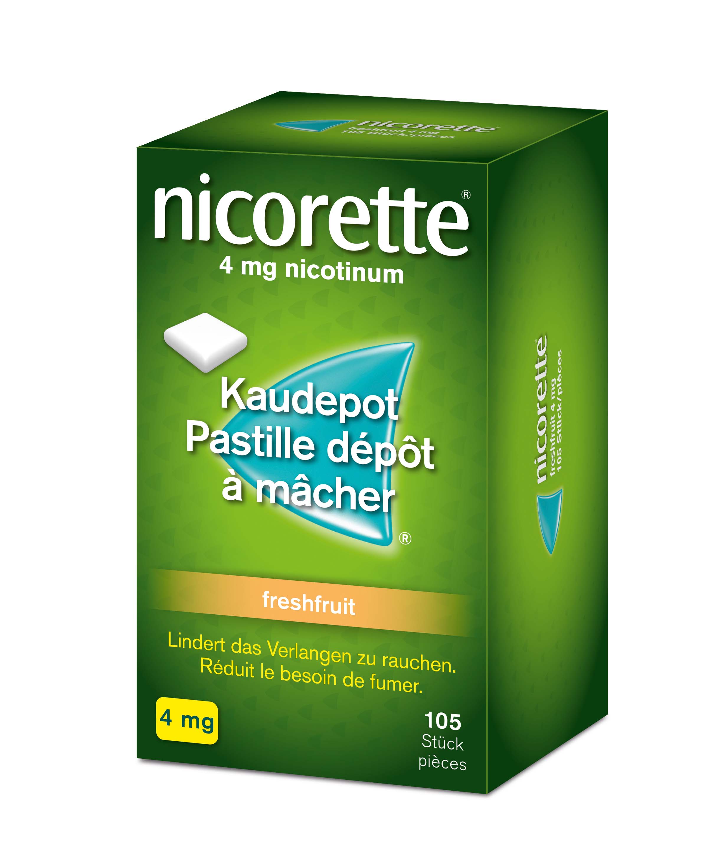 NICORETTE Freshfruit Kaudepots Kaupast 4 mg Blist 105 Stk