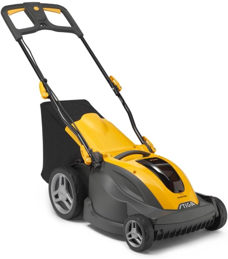 STIGA Combi 344e Akku-Rasenmäher mit Akku, Ladegerät, verstellbare Stange, Softgriff, mit S
