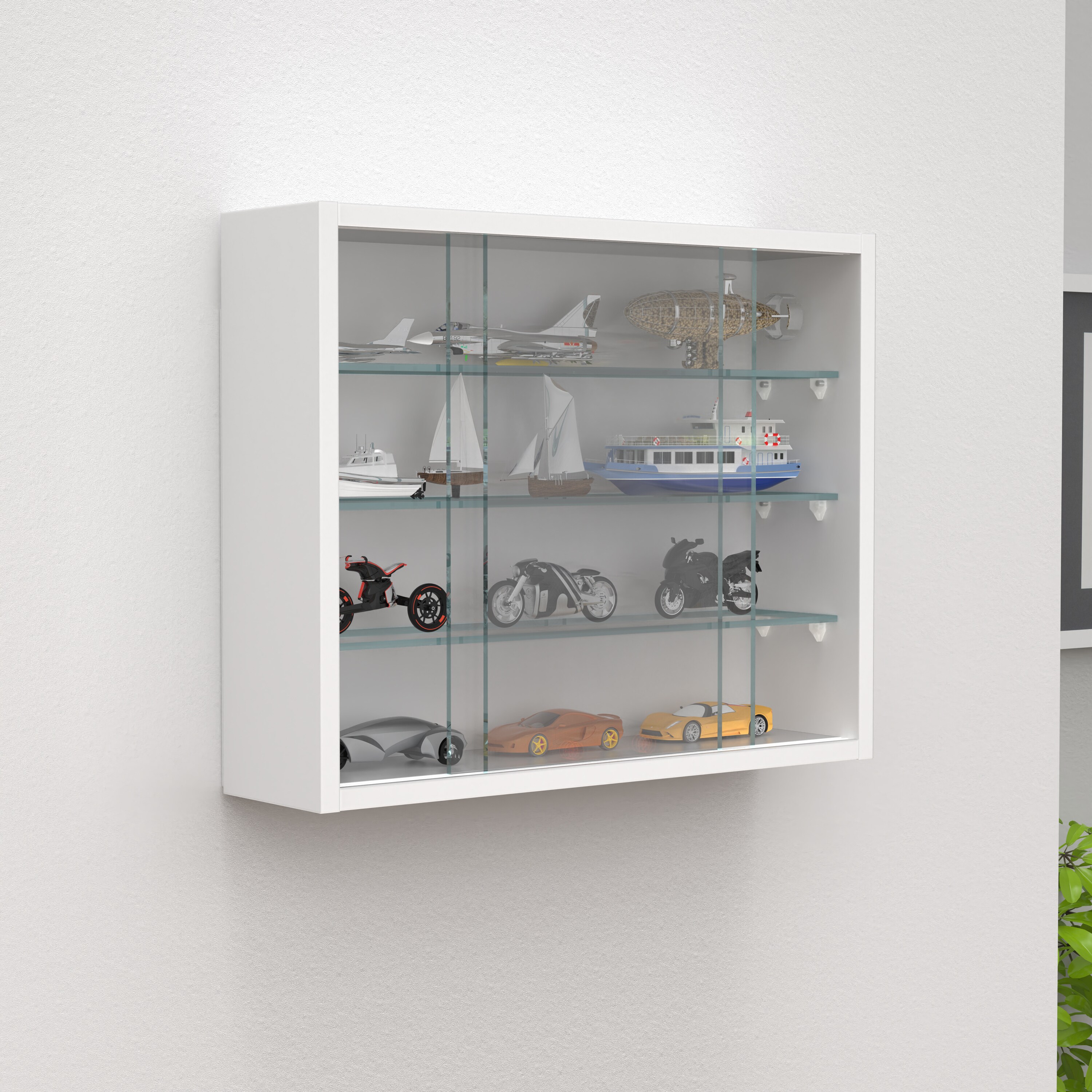 VCM Glasvitrine hängend | Vitrine Glas | Maße: H. 40 x B. 50 x T. 12 cm | Hängevitrine Glas | Modern und platzsparend | Glas Vitrinenschrank - Drivalo S