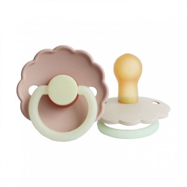 FRIGG Daisy Glow In The Dark Fopspeen Cream / Blush 0-6 Mnd 2 Stuks