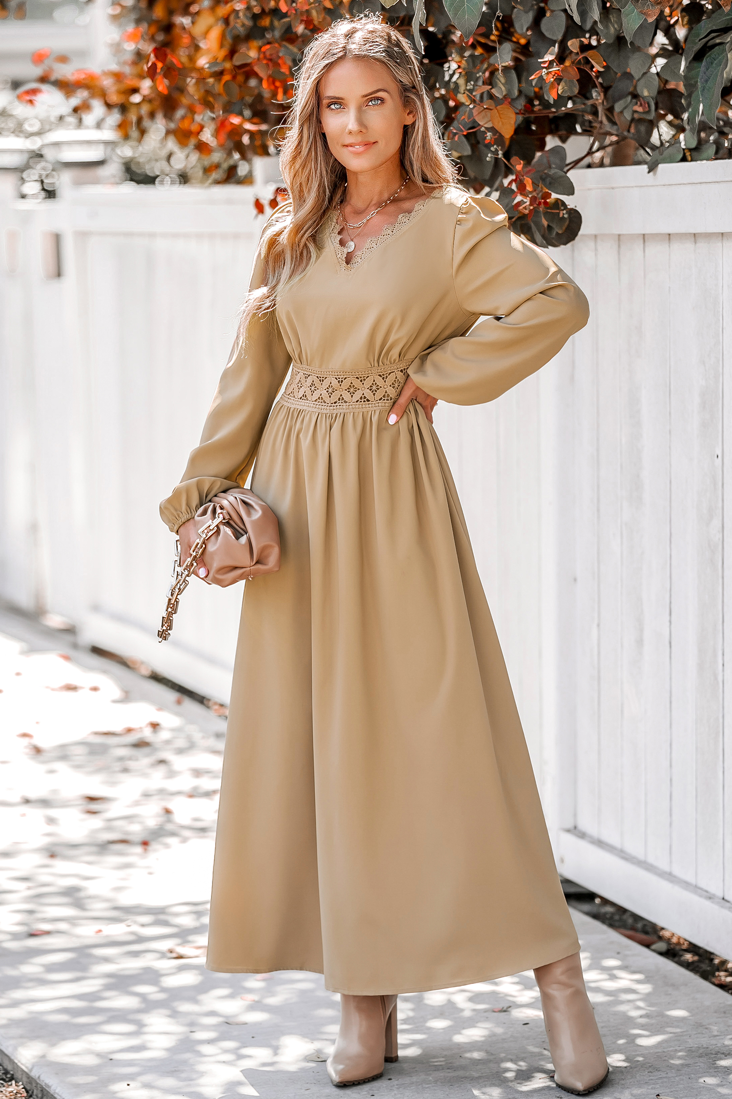 Robe maxi en dentelle brodée