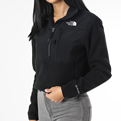 Sweat Col Zippé Crop Femme Polaire Denali A7WXY Noir